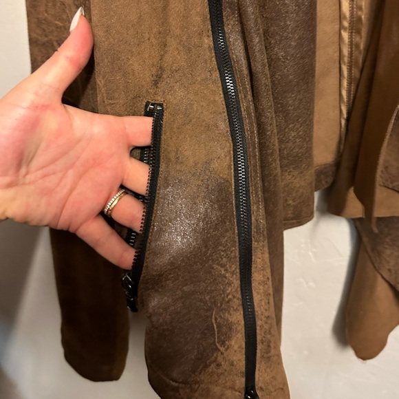 Dex Brown Faux Leather Jacket - size small - Picture 4 of 7
